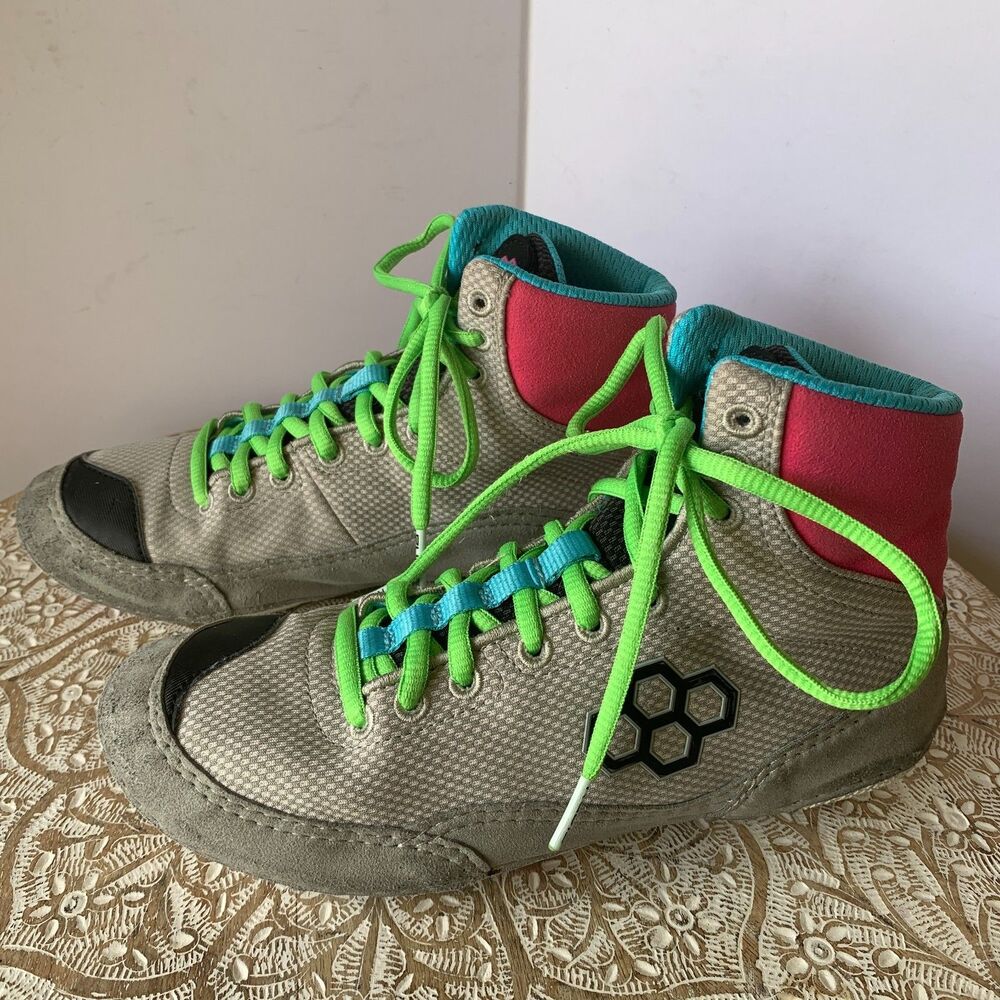 Rudis Colt 2.0 Wrestling Shoes Boxing MMA Athletic Gray Lime Green Mens SZ 5